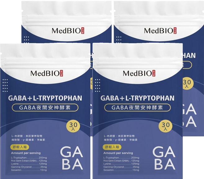 MedBIO 美百優 GABA夜間安神酵素膠囊, 500mg, 30顆, 4包