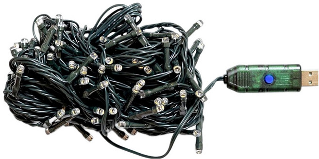 八捌發 綠線串燈 USB接頭 多段模式 100LED, 玫瑰金, 1個