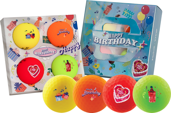 Volvik Vivid系列3層彩色高爾夫球 生日蛋糕版, 黃色 + 橘色 + 紅色 + 綠色, 1組
