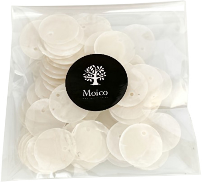 Moico 貝殼風鈴製作DIY圓形未拋光 100入, 珍珠白