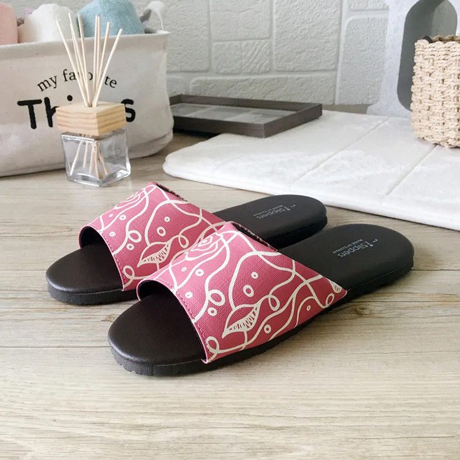 TAIWAN SLIPPER 台灣犀利趴 經典系列 皮質室內拖鞋, 花漾粉, 1雙