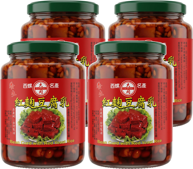 大同醬油 紅麴豆腐乳, 4瓶, 500g
