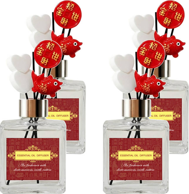 QiMart 迎春納福香氛珪藻擴香瓶 480g, 水麝香, 200ml, 4件