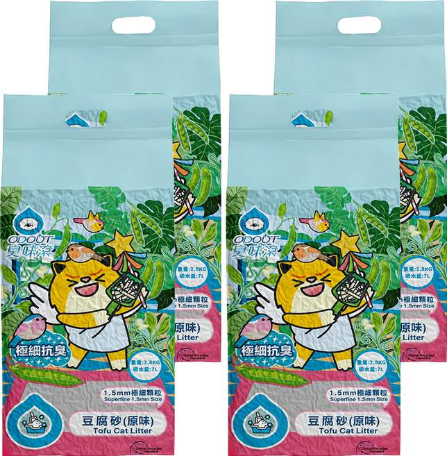 臭味滾 ODOUT 極細顆粒抗臭豆腐貓砂 1.5mm, 2.8kg, 4包, 原味