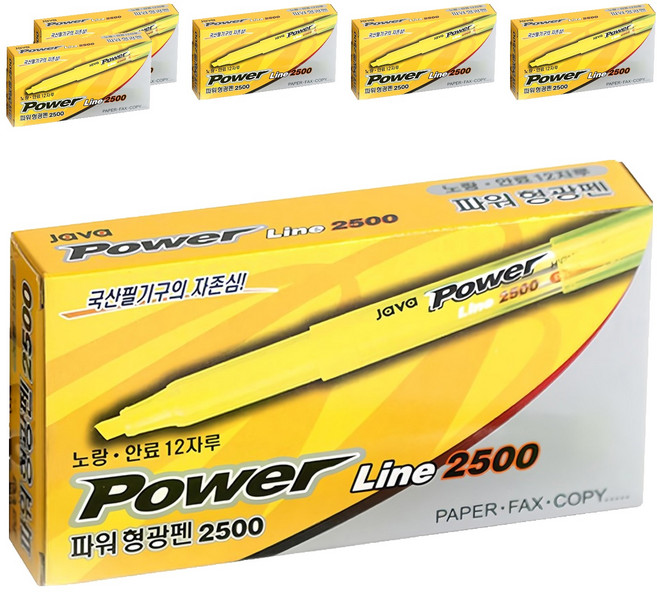 JAVAPEN Powerline 螢光筆系列 原色 黃色, 72支