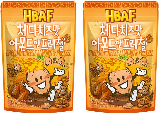 HBAF 杏仁果與蝴蝶餅 切達起司口味, 100g, 2包
