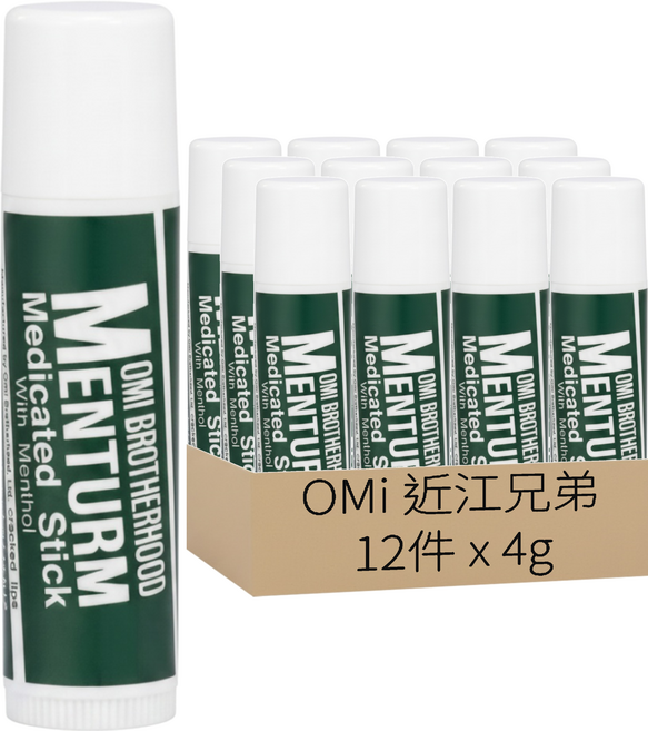 OMi 近江兄弟 MENTURM 護唇膏, 4g, 12件, 薄荷