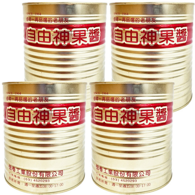 自由神 加工草莓果醬, 3.3kg, 4桶