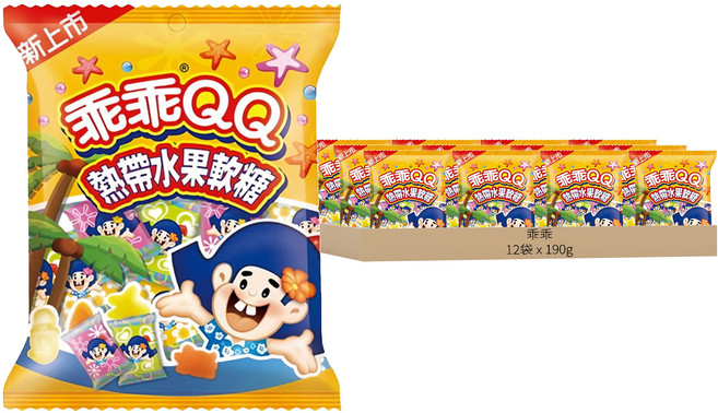 乖乖 QQ水果軟糖經濟包 熱帶水果口味, 190g, 12袋