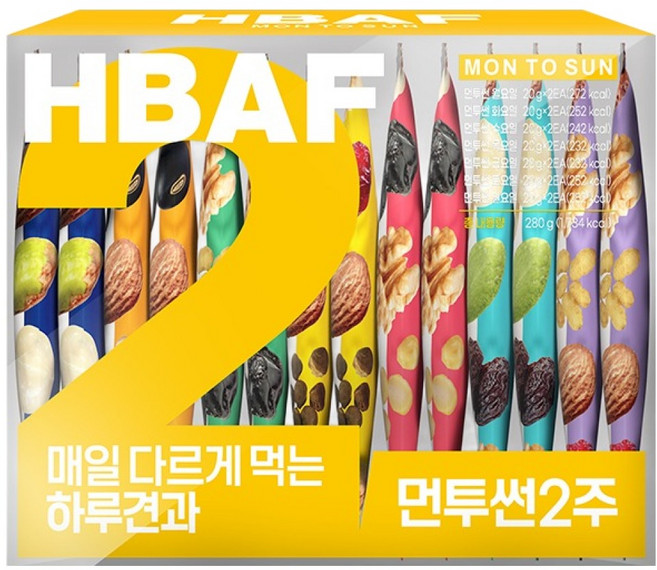 HBAF MON TO SUN 2週每日堅果 280g, 1盒