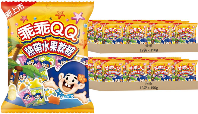 乖乖 QQ水果軟糖經濟包 熱帶水果口味, 190g, 24袋