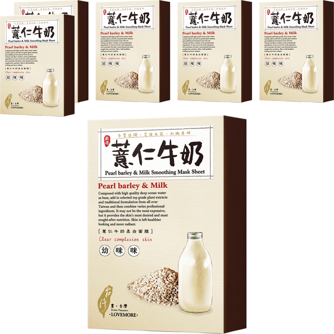 豐台灣 薏仁牛奶蠶絲面膜, 5片, 6盒