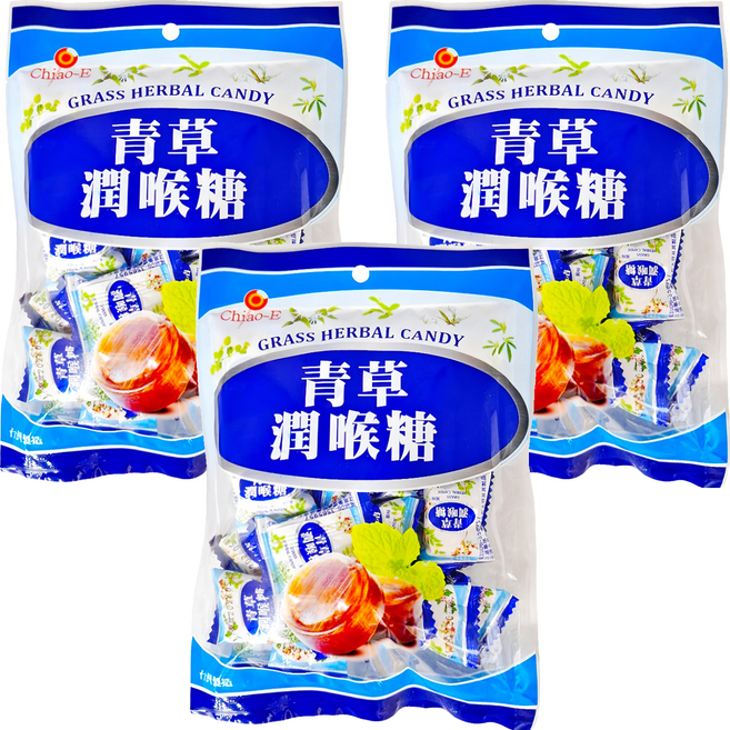 Chiao-E 巧益 青草風味潤喉糖, 130g, 3袋
