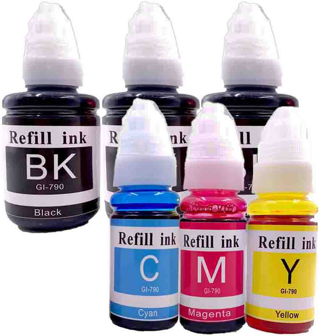 NEXTPAGE 台灣榮工 For G系列專用 Dye Ink可填充染料墨水瓶6件組 CANON印表機適用, 1組, 黑色 + 彩色