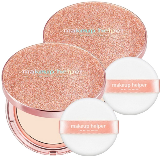 makeup helper Art系列長效持久蜜粉餅 Rose Glitter款 25g, 21 Natural Beige, 2個