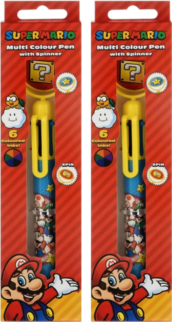 Nintendo 任天堂 瑪利歐 轉轉多色筆, 無敵星 + 問號磚 多色筆身, 2支