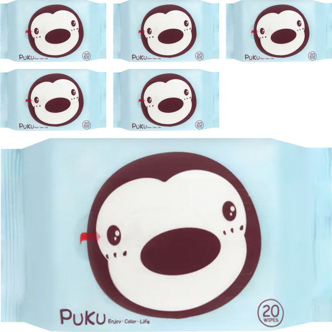 PUKU 藍色企鵝 嬰兒柔濕巾, 20張, 5包