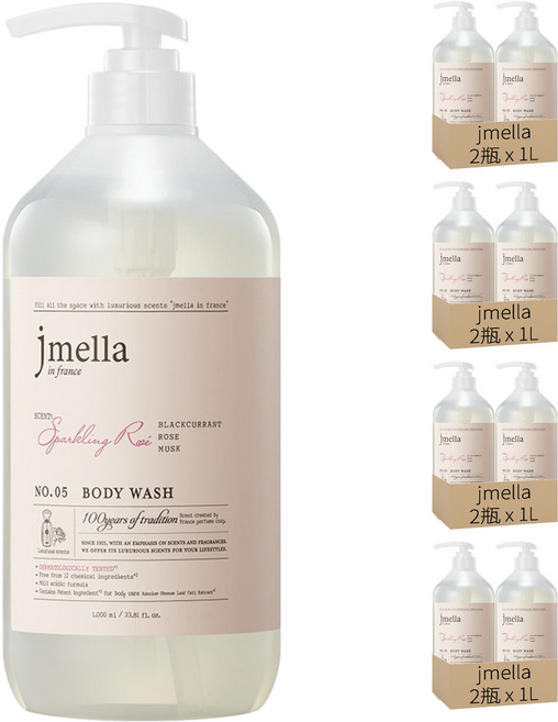 jmella 法式漫舞香水沐浴乳 No.05 Sparkling Rose, 1L, 8瓶
