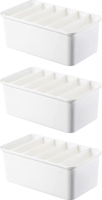 小麥購物 褲子衣物分格收納盒 L2097, 3個, 白色