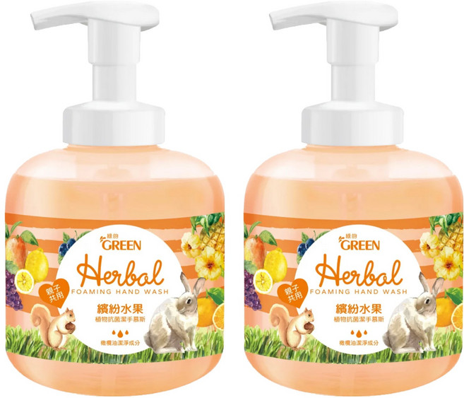 GREEN 綠的 植物抗菌潔手慕斯 繽紛水果, 400ml, 2瓶