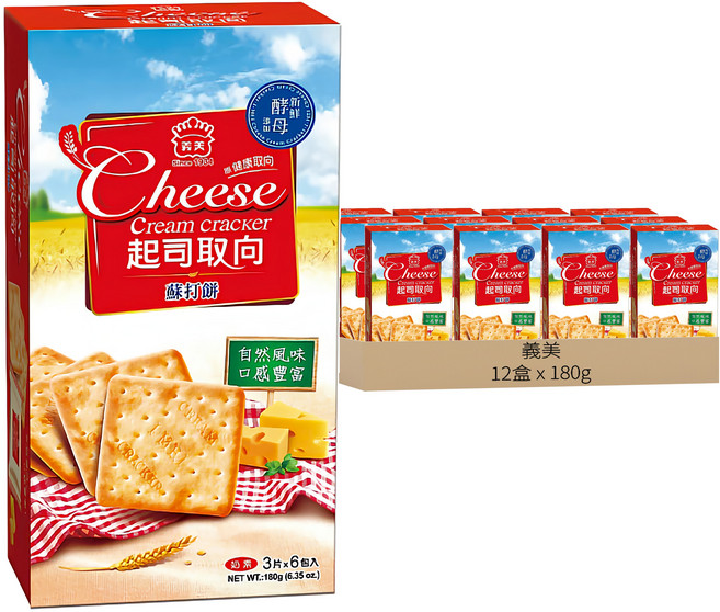 義美 起司取向蘇打餅乾, 180g, 12盒