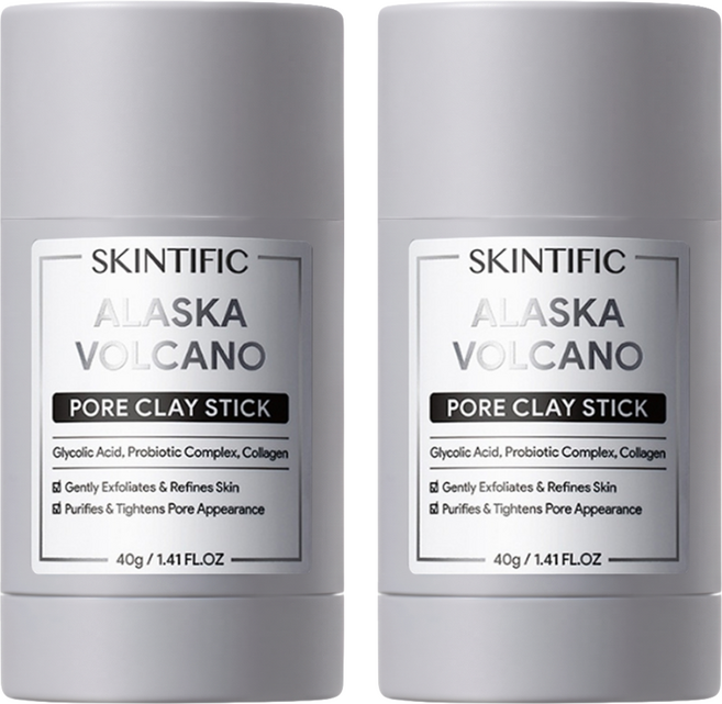 SKINTIFIC 阿拉斯加火山木炭深層毛孔清潔泥膜棒, 1入, 2瓶