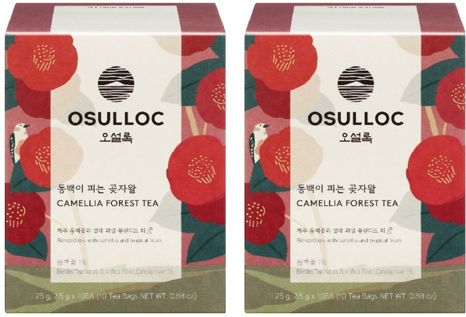 OSULLOC 谷沯凹山茶花茶三角茶包, 25g, 10入, 2個