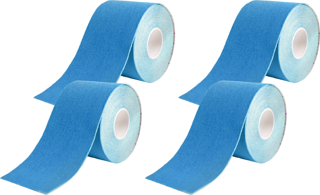Flowers 花芊 Kinesiology tape 肌肉運動膠帶 肌內效貼布 藍色, 4捲, 1入