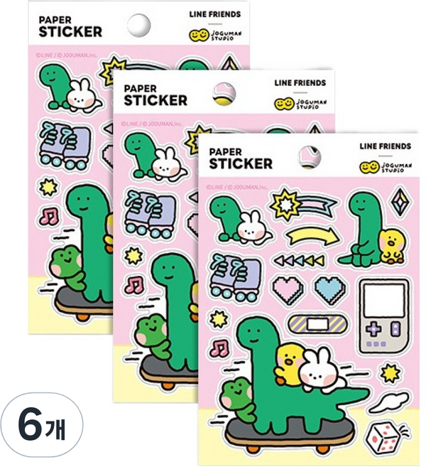 Flyingwhales LINE FRIENDS Jogguman minini 紙質貼紙, 6個, 遊戲