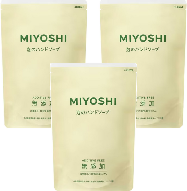 MIYOSHI 玉之肌 無添加泡沫洗手乳補充包, 300ml, 3包