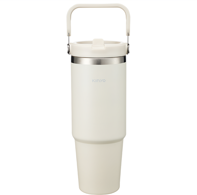Kinyo 大容量手提吸管保溫杯 KIM-3026, 奶茶色, 1個, 900ml