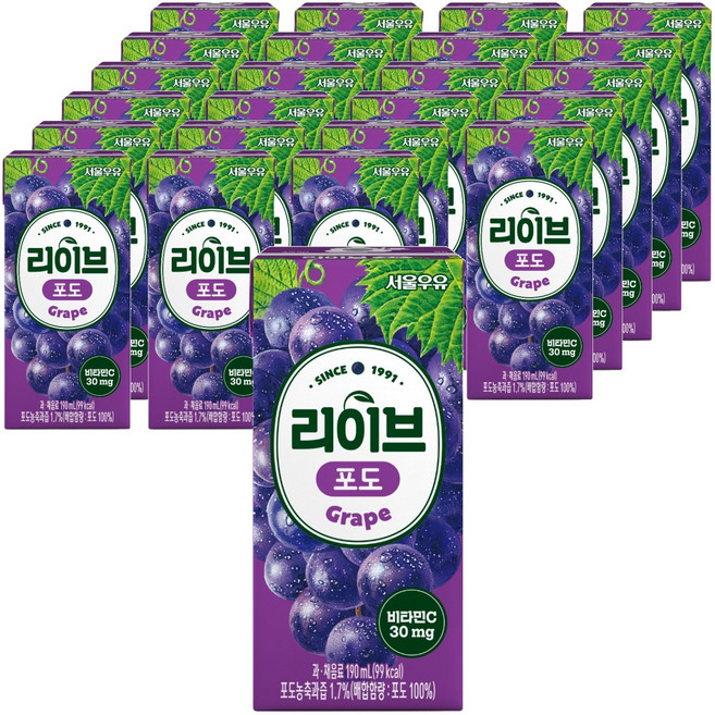 Seoul Milk 首爾牛奶 葡萄汁, 190ml, 24個