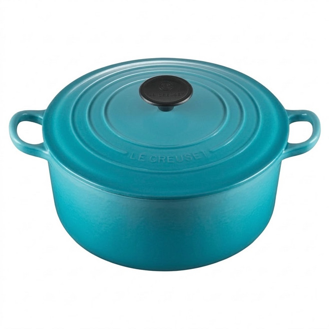 LE CREUSET 圓鐵鍋, 加勒比海藍, 1個, 24cm