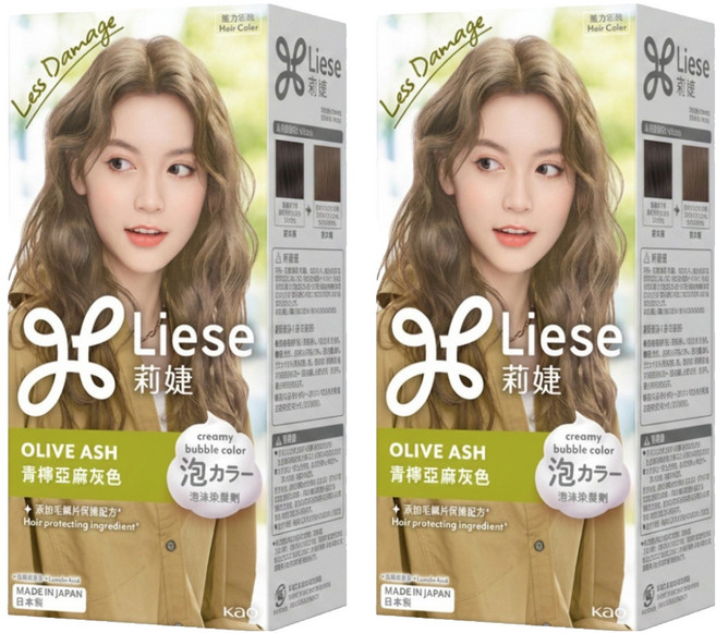 Liese 莉婕 泡沫染髮劑, 青檸亞麻灰色, 2個