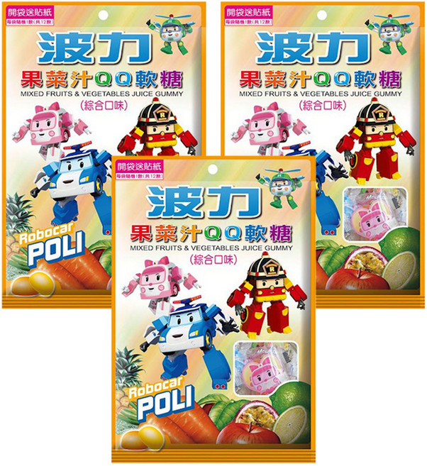 吉樂兒 波力 果汁QQ軟糖, 70g, 3袋