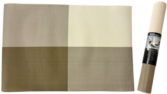 HIKARI 日光生活 簡約印象PVC編織餐墊 S316-1, 44 x 29cm, 格紋 棕色, 1個