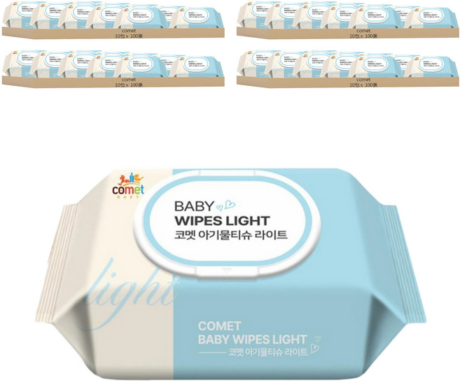 comet Baby Wipes Light 寶寶濕紙巾 掀蓋式, 100張, 40包, 40g