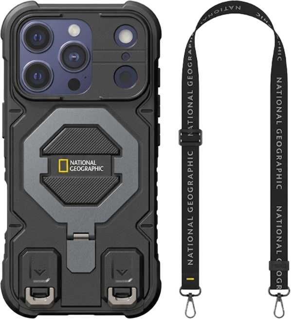 NATIONAL GEOGRAPHIC 國家地理 手機 磁吸支架 保護殼 iPhone 17 Pro Max 防摔 附掛繩 黑色