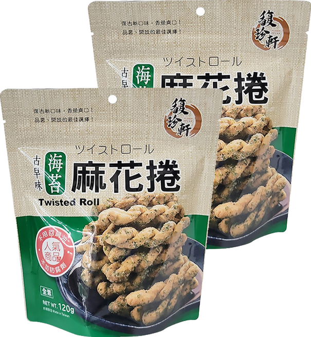 馥珍軒 海苔麻花捲, 110g, 2包