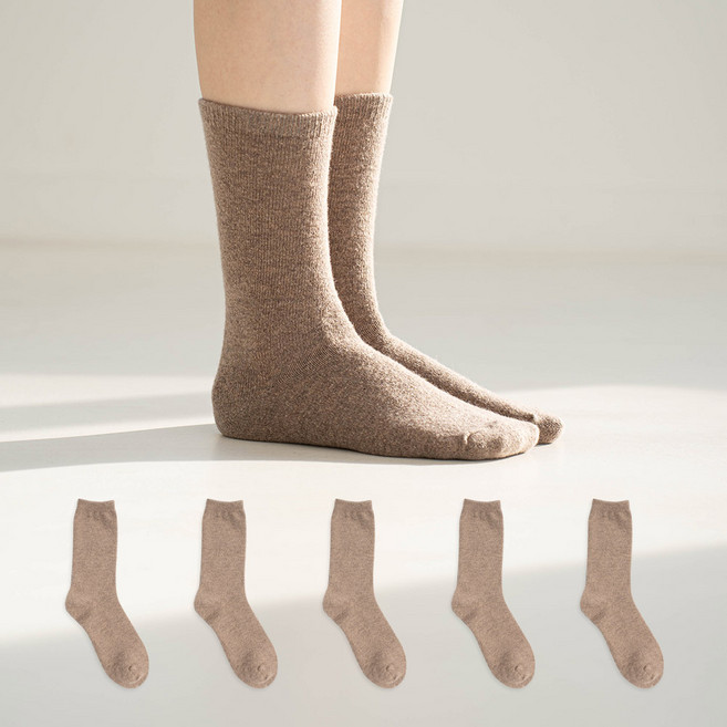 SOCKS FACTORY 女性用保暖羊毛襪5雙組