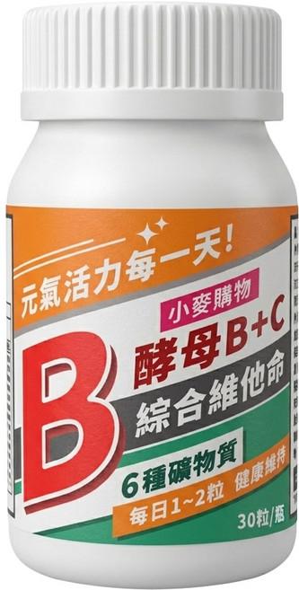 小麥購物 B群綜合維他命膠囊 A120, 30顆, 37g, 1罐