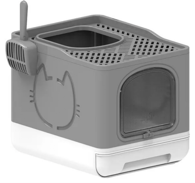 all for paws 清新系列 抽折式貓砂盆, 極淺灰, 1個