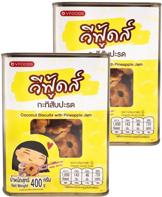 Vfood 泰國 鳳梨夾心餅, 400g, 2罐