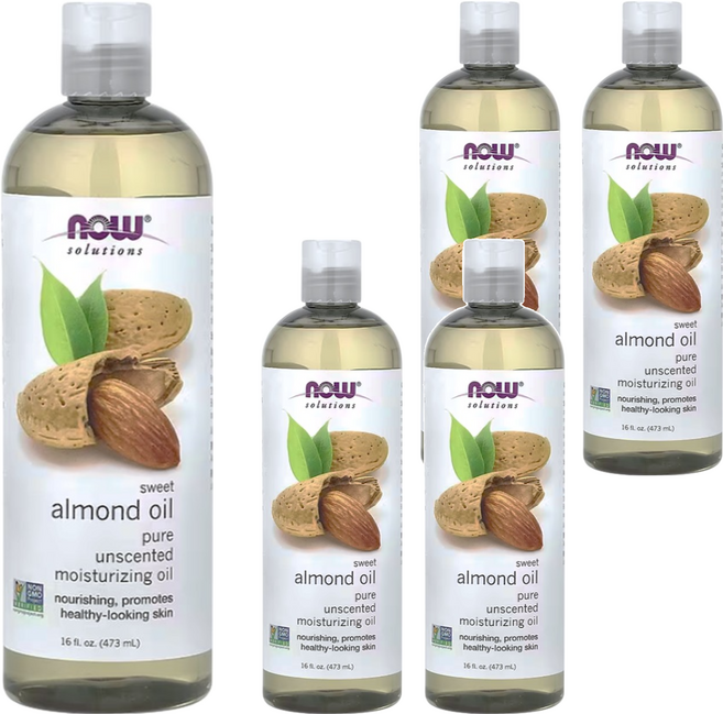 NOW Foods 純甜杏仁保濕油/基底油, 473ml, 5瓶