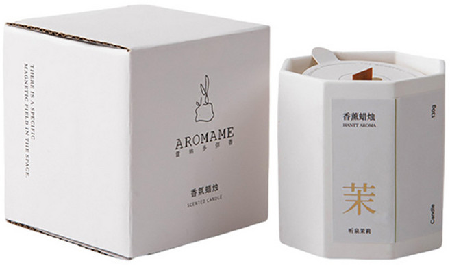 AROMAME 雷納多彌香 澳洲天然紅木芯八角瓶香氛蠟燭, 橙果茉莉, 130g, 1個