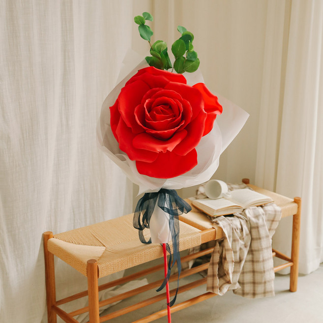 ASPASIA 超大玫瑰花束 + Thank you卡片組, 紅色, 1組
