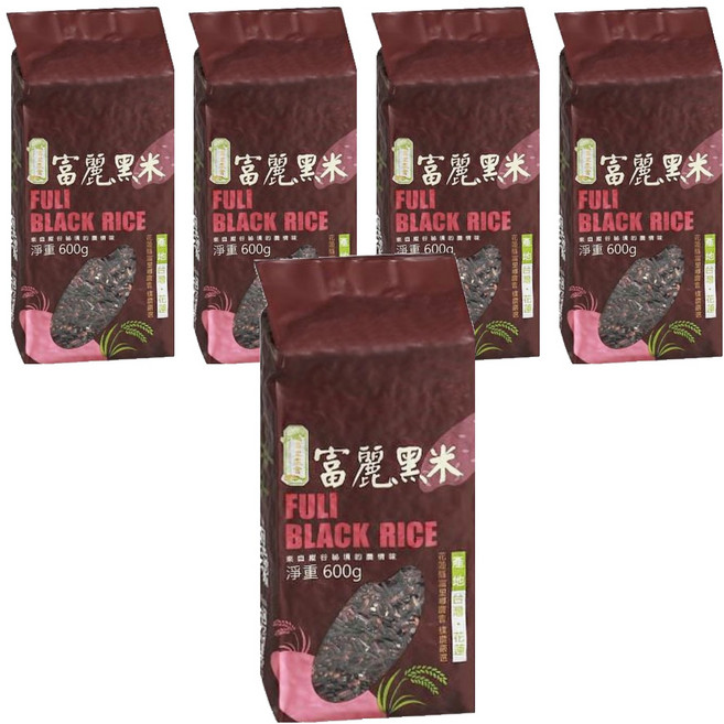 富里鄉農會 富麗黑糙米 二等米, 600g, 5包