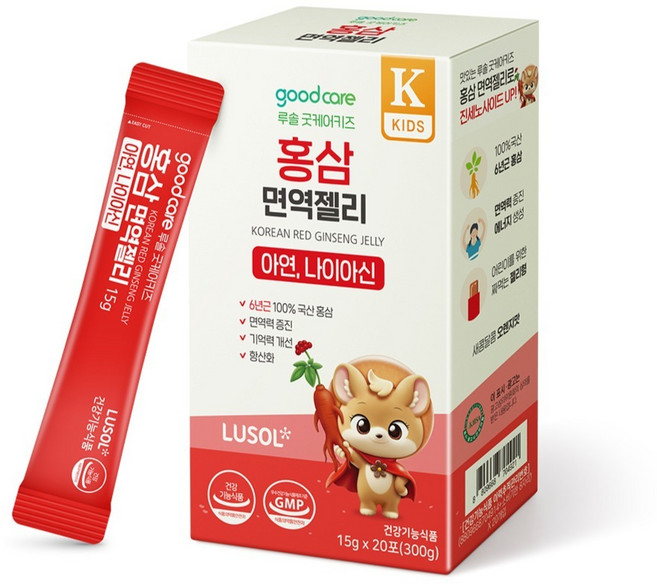 LUSOL 紅蔘果凍條 20入, 300g, 1盒