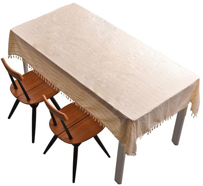 Homely Zakka 日式 ins風棉麻清新桌布 180 x 120cm, 米色歐式條紋, 1個