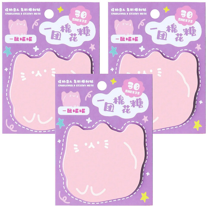 CARD LOVER 信的戀人 NOTE FOR 便利貼, 一團喵喵, 30張, 3本